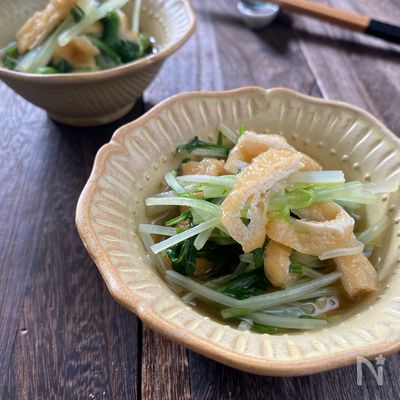 レンジで作る【水菜と揚げのおひたし】