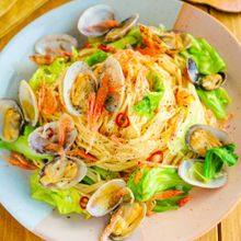 糖質オフ♡春キャベツとあさりの大豆麺パスタ