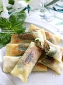 サバ缶とバジルの焼き春巻き