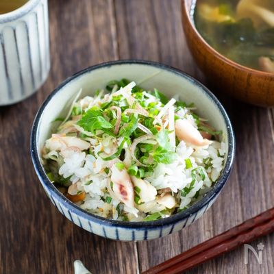 あじの干物とたっぷり薬味の混ぜご飯