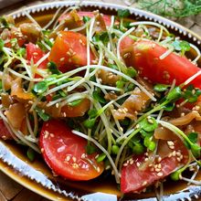 《5分サラダ》トマトとかいわれ大根と搾菜のおつまみ中華サラダ