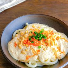 混ぜてクリーミー! 絹美人の豆腐クリームうどん