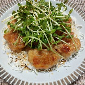 よっこの作ってみた!投稿(【コスパ最強!食欲そそる】鶏むね肉と豆苗の中華だれ)