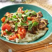 牛肉と舞茸とトマトの実山椒入り大人のそうめん