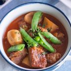【エリンギと豚肉のゴロゴロデミ風煮込み】短い煮込み時間で♪