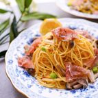 10分で！生ハムとしめじと枝豆のパスタ