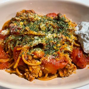 rikoの作ってみた!投稿(【ボロネーゼ風♡ひき肉のトマトパスタ】ワンパン&包丁不要♡)