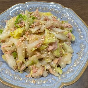 ほっぺすりすりの作ってみた!投稿(1/4株なんてペロリ♪やみつき『白菜とツナのうまだれナムル』)