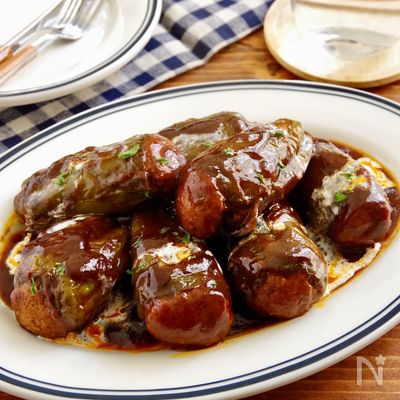 濃厚!絶品!まるごとピーマンの肉詰め煮込み