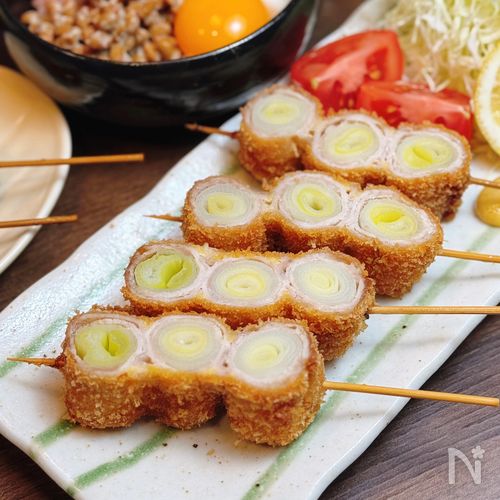 【ネギの豚肉巻き串揚げ】ジューシー香ばし！晩酌が止まらない♪