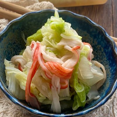 たっぷり食べれる♪レンジで即席!カニカマ白菜