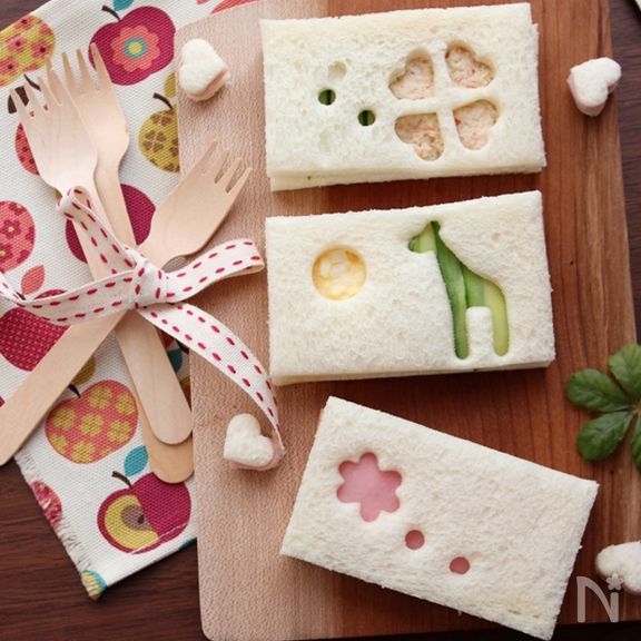 可愛い♪型抜きサンドイッチ。