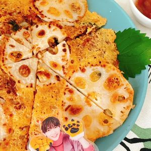 しめかずの作ってみた!投稿(【蓮根と大葉チーズライスピザ】もちっと香ばし!カリッとチーズ)