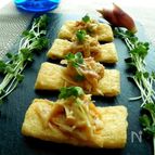 油揚げのみょうが味噌のせ