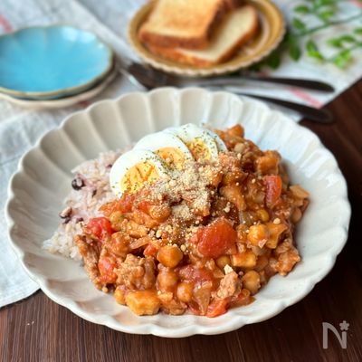 【ひよこ豆と凍り豆腐のトマトカレー】節約/SDGs/ワンパン