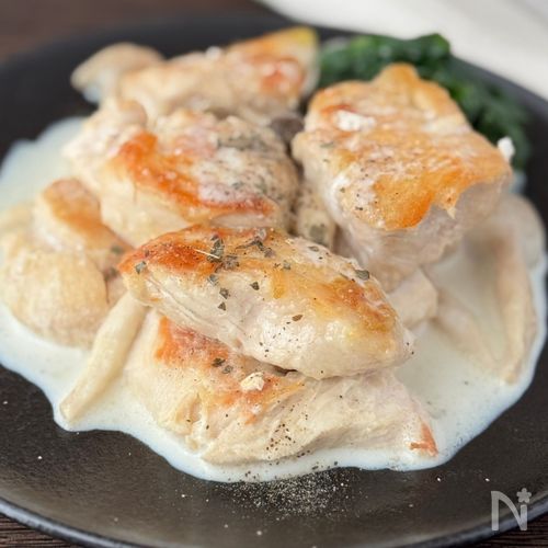 鶏ときのこのクリーム煮【むね肉なのに柔らかすぎる！】