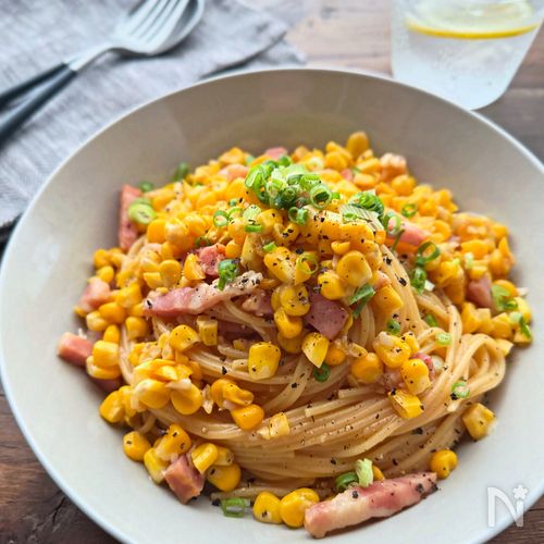 【とうもろこしパスタ】ワンパンで!甘み際立つ!