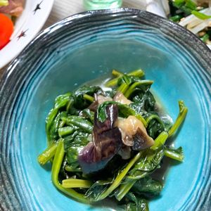 633toの作ってみた!投稿(とろとろ茄子とほうれん草のうま塩ダレ炒め🤩🍆)