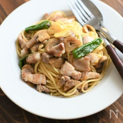 塩豚のバターにんにくパスタ