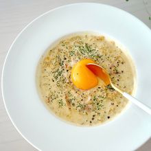【オートミールレシピ】めちゃウマ♡豆乳カルボナーラリゾット