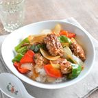 《甘酢中華丼》まんま焼く肉団子で簡単時短！
