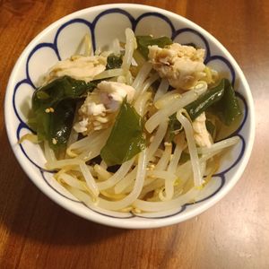 ぽぽペの作ってみた!投稿(【ささみともやしとワカメの中華サラダ】包丁不要♪)