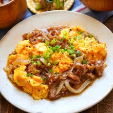 甘辛豚バラのとろ卵炒め