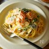 ワンパン１５分！【鮭のクリームパスタ】