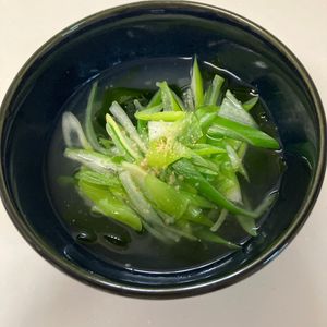 (・∀・)コロンの作ってみた!投稿(ゆるりと腸活♩わかめと長ネギのうま塩スープ)