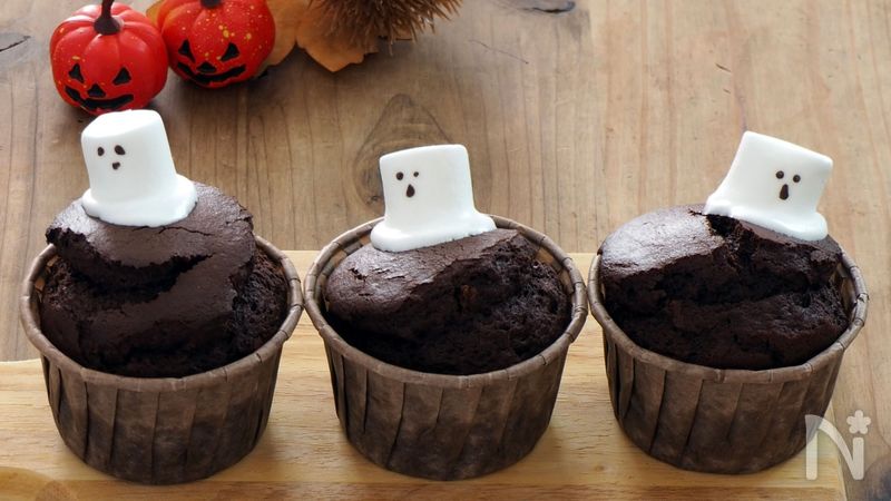 ホットケーキミックスで簡単☆おばけチョコマフィン | レシピサイトNadia
