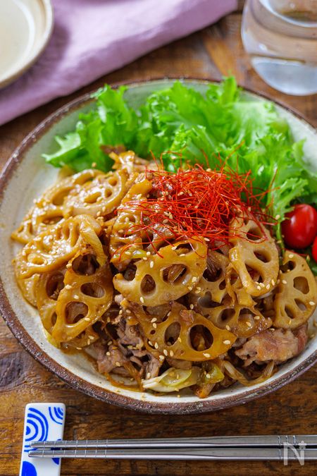 豚とれんこんの甘辛炒め