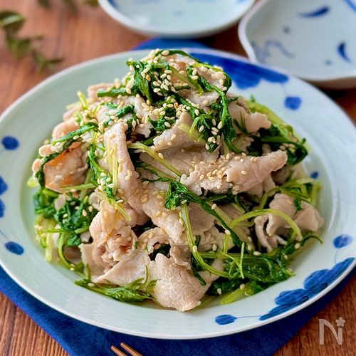 豚しゃぶと水菜のうま塩和え