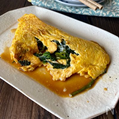 台湾風。ほうれん草のふわとろオイスターオムレツ