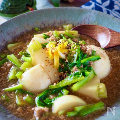 レンジで簡単！豚ひき肉とかぶのとろみ煮【調味料大さじ1】