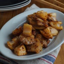豚バラ肉とレンコンのカレー種入りマスタード炒め
