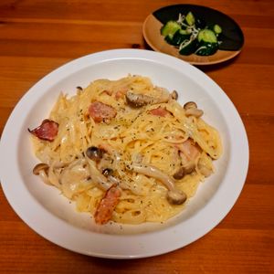 まろみの作ってみた!投稿(ヘルシーなのに圧倒的な美味しさ！【和風豆乳カルボナーラ】)