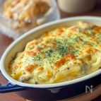 パスタの別茹でなし✨チキンとキノコの豆乳グラタン🫕