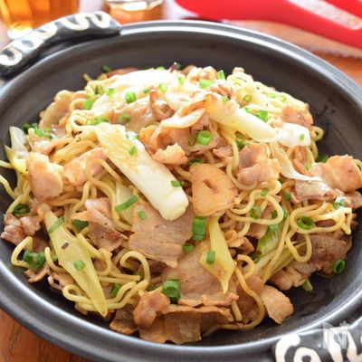 塩ネギガーリック焼きそば♡アウトドアにも♪