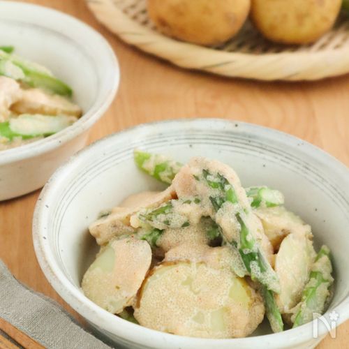 レンジで簡単◎アスパラガスと新じゃがの明太マヨ和え