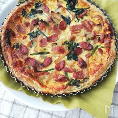 子どもも大好き☆ウィンナーときのこ野菜キッシュ