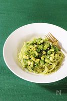 オクラとアボカドのバジルスパゲティ