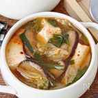 【お豆腐とニラの味噌キムチスープ】ぽかぽか温まる♪