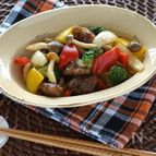 牛肉と野菜の粒マスタード風味炒め