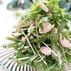味噌マヨドレッシングで頂く【コクうま♪水菜とささみサラダ】