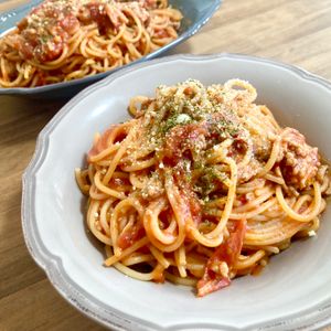 ゆかりの作ってみた!投稿(【ボロネーゼ風♡ひき肉のトマトパスタ】ワンパン&包丁不要♡)