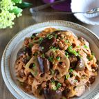なすとれんこんとひき肉のケチャップ炒め