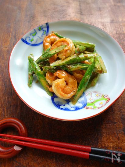 海老とアスパラのオイマヨ炒め