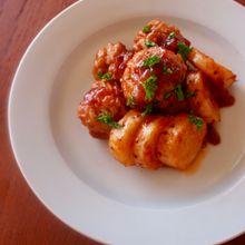 【長いもと肉団子の甘酢あん】簡単揚げない肉団子*お弁当にも◎