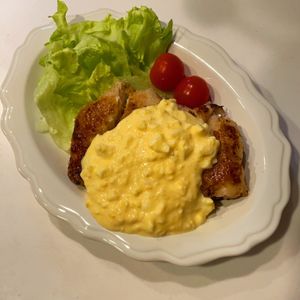 みわの作ってみた!投稿(むね肉でも大満足♩サクふわチキンのタルタルソースかけ)