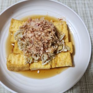 とももの作ってみた!投稿(簡単居酒屋メニュー＊葱じゃこ厚揚げ)
